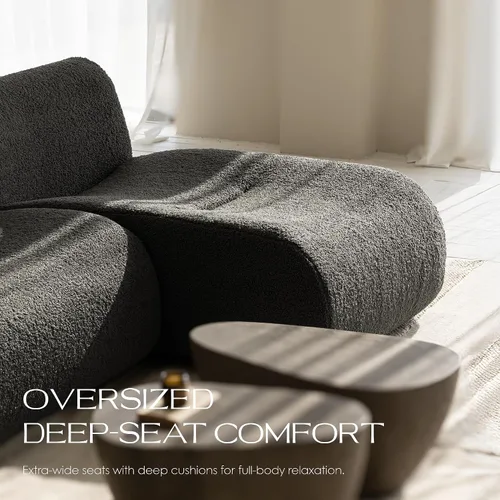 Miniatura 7 de Sofá modular curvado de 92 pulgadas con juego de diván, sofá modular de 3 plazas sin hueso, sofás reversibles en forma de L con asiento profundo