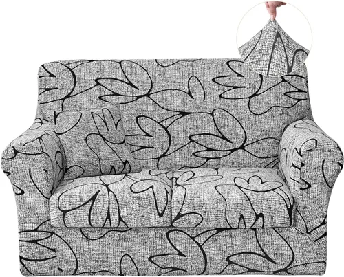 Miniatura 11 de JQinHome Funda elástica para sofá de 2 piezas Fundas para sofá, funda para sillón con funda de cojín separada para silla, protector de muebles