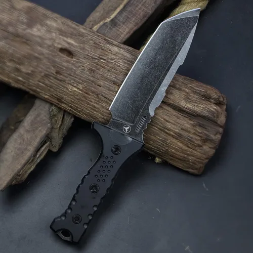 Miniatura 4 de Hippo Sleipner - Cuchillo fijo de acero de espiga completa de 11 pulgadas, mango de lino con funda Kydex (negro + negro)