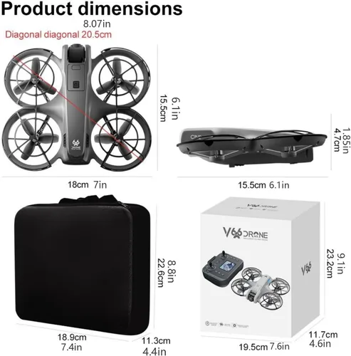 Miniatura 2 de Drone RC con control remoto de pantalla con pantalla de control remoto, protector de hélice, cámara doble, ajuste de velocidad, retención