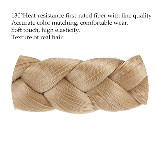 Miniatura 4 de Diadema trenzada para mujer, 3 hebras, sintéticas, trenzadas, diademas elásticas para el cabello, accesorios para el cabello a la moda