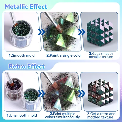 Miniatura 7 de LET'S RESIN Copos de camaleón, suministros de resina, pigmento intenso de cambio de color para moldes de resina/vasos, pigmento en polvo cromado