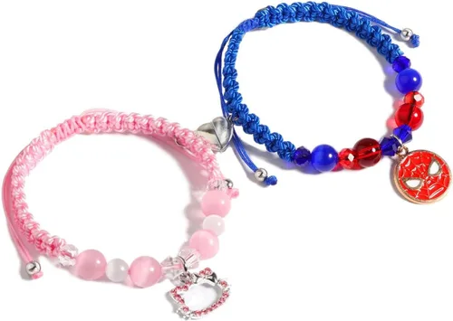 SKIRIFLA Stitch Spider Ladybug Gwen - Pulseras de amistad a juego para parejas, mejores amigos, mejores amigos y familiares, pulseras magnéticas