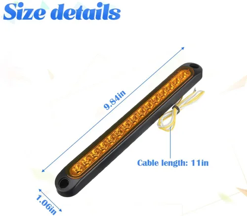 Miniatura 2 de BESULEN 15 luces LED traseras de freno de remolque, 2 tiras de freno de automóvil de 10 pulgadas, montaje impermeable, luces traseras de freno