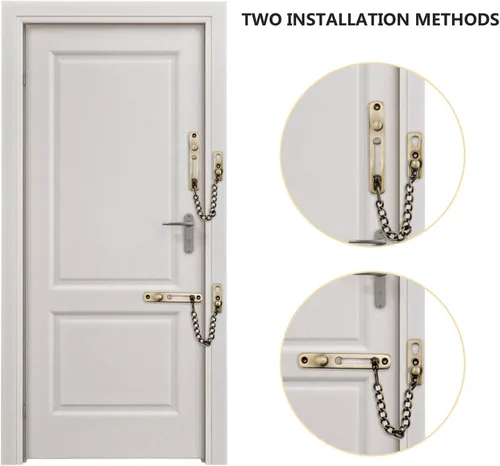 Miniatura 6 de Cerradura de puerta de cadena de acero inoxidable, resistente, pestillo interior de la puerta, cerradura de puerta sin llave, añade seguridad Verde