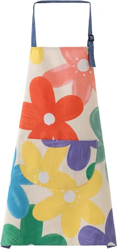 Miniatura 7 de Delantal de cocina, delantal de cocina, hermoso delantal para el hogar con bolsillo grande para adultos Flor azul