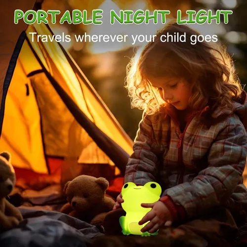 Miniatura 3 de Lampeez - Luz nocturna de rana para niños, lindos regalos de rana, luz nocturna LED de silicona suave para habitación infantil, decoración