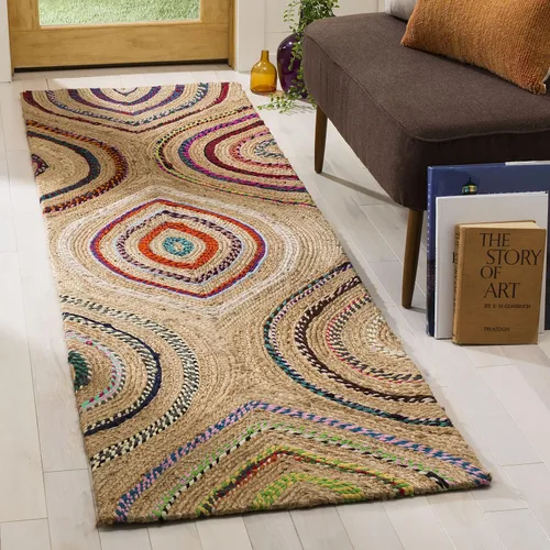 Miniatura 6 de SAFAVIEH Alfombra de área de 8 x 10 pies, colección Cape Cod, grande, natural y multicolor, yute trenzado hecho a mano, diseño bohemio, ideal