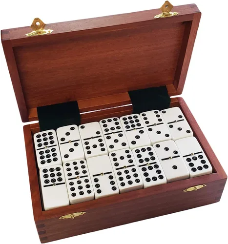 Miniatura 3 de Marion Juego de dominó doble de 9 (55 azulejos) tamaño profesional con hilanderos en caja de almacenamiento de papel Arcadia (Arcadio blanco)