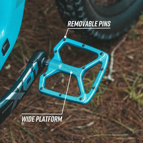 Miniatura 4 de Funn Python - Pedales planos de bicicleta - Pedales de bicicleta de plataforma ancha para bicicleta de montaña BMX/MTB, eje CrMo de 9/16 pulgadas
