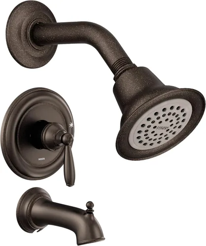 Moen Brantford Bronce Cepillado al Aceite Posi-Temp Kit de Grifo y Regadera para Bañera y Ducha con Equilibrio de Presión y Rendimiento Ecológico,