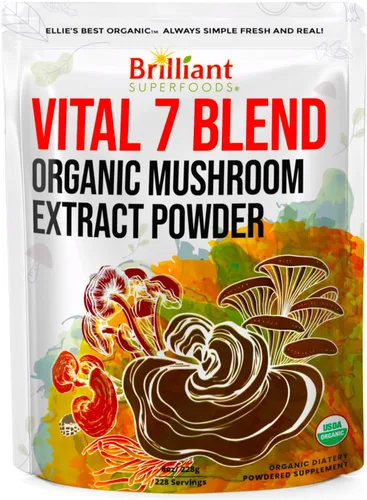Miniatura 6 de Ellie's Best Suplemento orgánico de mezcla de extracto de polvo de 7 hongos, 114 porciones Cordyceps de doble extracción de alta potencia, Reishi
