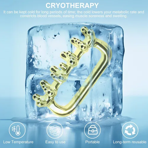 Miniatura 5 de Herramienta de masaje para fascia, terapia de hielo inoxidable, herramientas de punto gatillo para celulitis, herramienta de masaje para hombro, Oro