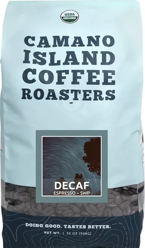 Miniatura 8 de Camano Island Coffee Roasters Mezcla de espresso descafeinado, grano entero de 12 onzas, tostado oscuro fresco de agua suiza procesada, orgánico