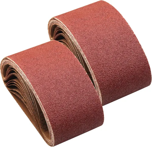 Miniatura 11 de 1 cinta de lija de óxido de aluminio de 42 pulgadas, papel de lija abrasivo de grano surtido 40/80/120/240 para lijadora de banda, paquete de 24