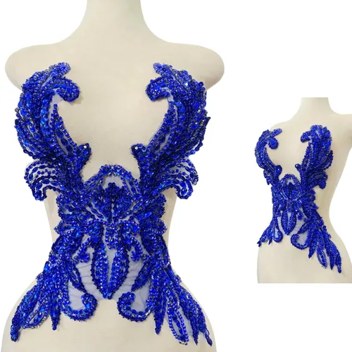Miniatura 13 de Accesorios de apliques de encaje de diamantes de imitación hechos a mano puros cuentas de costura a mano piedras parches para vestido de novia