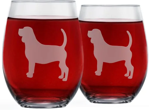 Miniatura 18 de Copas de vino sin tallo (juego de 2) de perros de raza Regalos para amantes de perros Silueta de 2 caras grabada a mano con nombre de la raza