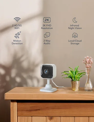 Miniatura 2 de GNCC Cámara de seguridad interior 2K para el hogar, cámara para mascotas 0.08 oz/0.18 oz WiFi, mini cámara para perros con aplicación de teléfono