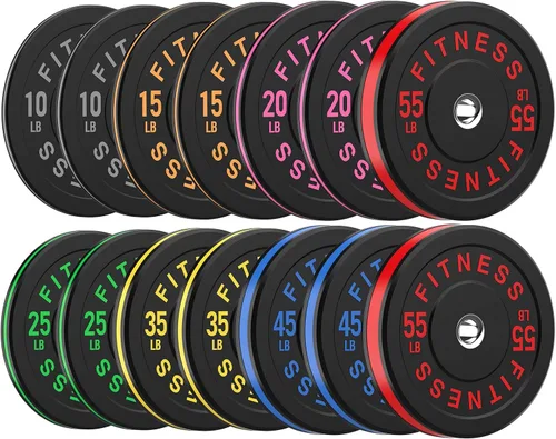 Miniatura 61 de Discos de peso olímpicos de 2 pulgadas y caucho para barras, discos para gimnasio en casa, entrenamiento de fuerza y levantamiento de pesas, 10 a