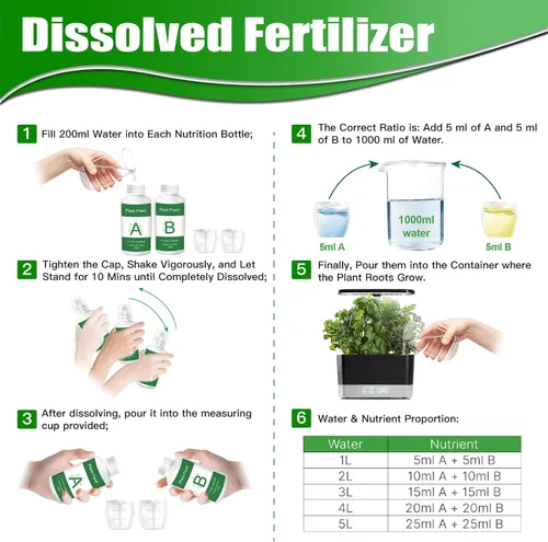Miniatura 3 de Alimento hidropónico para plantas de 20.3 fl oz, alimento para plantas de interior A&B para sistema hidropónico y plantas de interior en maceta, kit