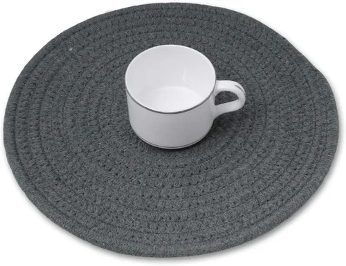 Miniatura 3 de 2 piezas de almohadillas calientes para mesa de algodón puro tejido redondo para ollas calientes para cocinar diámetro 11.8 pulgadas