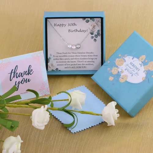 Miniatura 43 de Sereney Regalos de cumpleaños para niñas y mujeres, collar de perlas de plata esterlina como regalo de cumpleaños de 7, 9, 10, 11, 13, 15, 16, 18