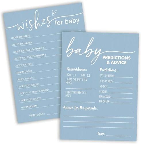 Miniatura 10 de Divertidos juegos de baby shower, trivia para bebés y alfabeto, juegos de doble cara, ideas de decoración de fiesta azul minimalismo, 25 piezas de 5