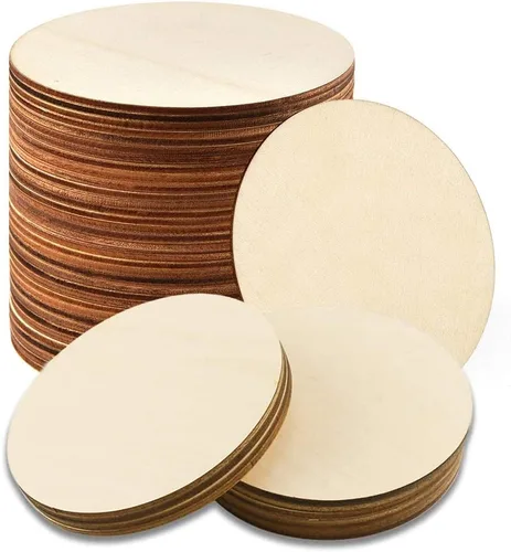 25 círculos de madera de 4 pulgadas, círculos de madera sin terminar, recortes de disco redondos, círculos de madera redondos en blanco de 1/9