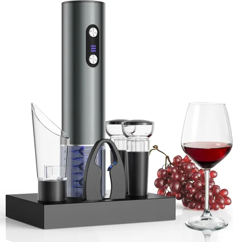 Miniatura 8 de Newise Abridor de Vino Eléctrico Recargable con Base de Carga y Cortador de Papel de Aluminio, Sacacorchos Automático para 60 Botellas, Regalo