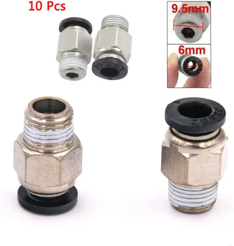 Miniatura 2 de 1/8 "PT macho empuje en conjunto conector neumático accesorios rápidos rosca diámetro 0.236 in para industria automática 10 unids