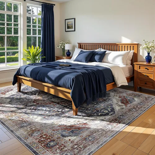 Miniatura 20 de Alfombras de área de 5 x 8 pies para dormitorio, alfombra lavable de 5 x 8, alfombra vintage grande, antideslizante, alfombra bohemia para sala