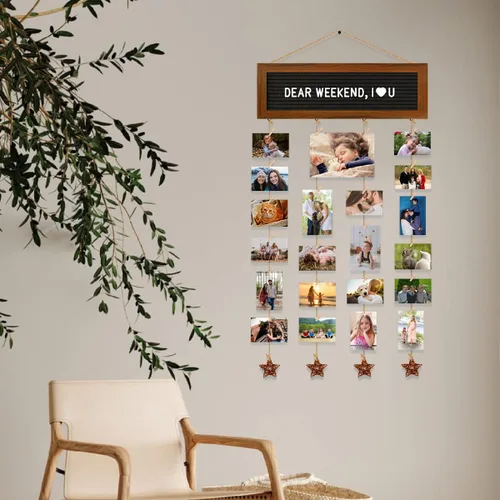 Miniatura 5 de CJIAWYS - Juego de marcos de fotos para decoración de pared de collage, marco de fotos para exhibición de fotos colgantes, tablero de letras