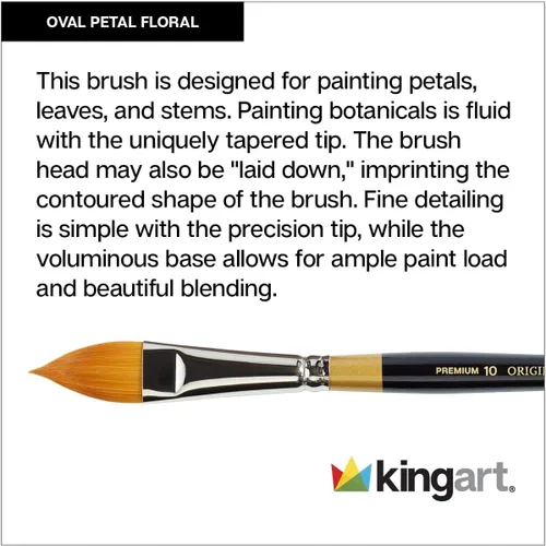Miniatura 4 de KINGART Original Gold 9930 Series, Golden Taklon Oval Floral Petal Artist Brush (juego de 4) Negro, B-100