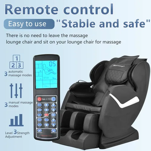 Miniatura 5 de BestMassage Silla de masaje de gravedad cero, cuerpo completo, silla eléctrica de masaje Shiatsu, reclinable con rodillos de pie, terapia de calor