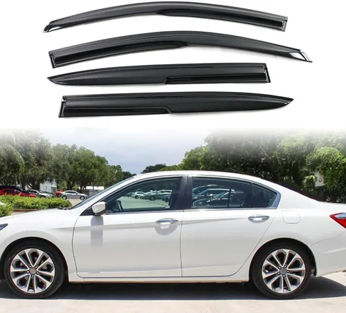 IKON MOTORSPORTS Viseras de ventana compatibles con Honda Accord 9ª generación Sedan 2013-2017, deflectores de viento externos de acrílico ahumado