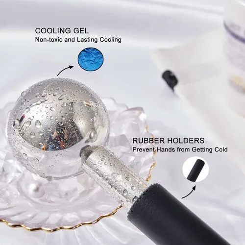 Miniatura 3 de Globos de hielo pfefe para cara y ojos, varitas criogénicas irrompibles de acero inoxidable para rutinas de belleza, globos de enfriamiento