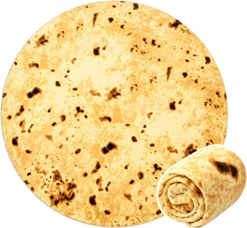 Miniatura 18 de Vessia Manta con estampado de pizza, manta redonda realista y divertida de comida para adultos y niños, 300GSM, novedosa manta de pizza Pepperoni
