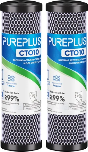Cartucho de filtro de agua de carbono CTO de 1 micrón, 2.5 x 10 pulgadas, repuesto para sistema de filtro de agua debajo del fregadero, Dupont