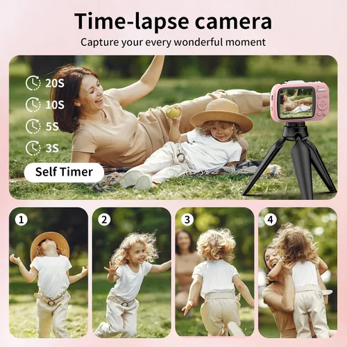 Miniatura 4 de WellTone - Cámara digital para niños, video 4K de 64 MP, cámaras fotográficas compactas de zoom de 18X, mini cámara de enfoque automático, pantalla
