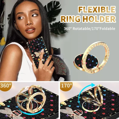 Miniatura 3 de Loheckle Funda para Samsung Galaxy Note 9 para mujer, diseño con soporte de anillo y cordón, elegante funda de lujo de abejas para Samsung Note 9 6.4