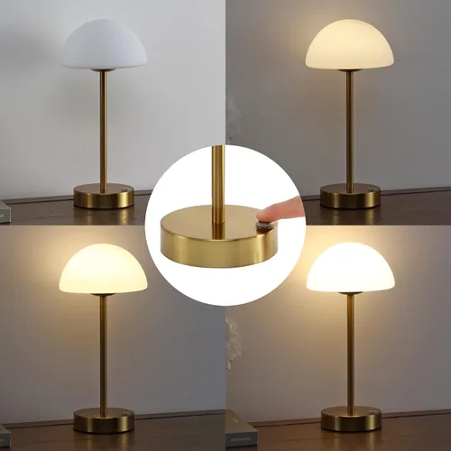 Miniatura 4 de JONATHAN Y Lámpara de mesa LED portátil recargable moderna de 12.5 pulgadas, latón/blanco, lámpara de acento táctil regulable inalámbrica