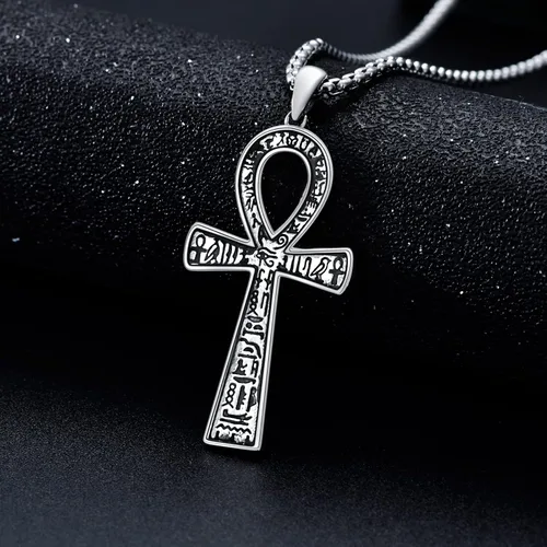 Miniatura 4 de SLIACETE 925 Sterling Silver Ankh CrossStethoscopeAngelMoonPink RibbonEvil EyeSnowflakePlanetMountain Pendant Necklace Jewelry Gift for Women