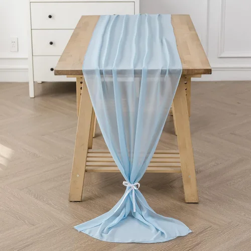 Miniatura 16 de Paquete de 2 caminos de mesa de gasa de 10 pies de 29 x 120 pulgadas, camino de mesa romántico transparente para boda, fiesta de cumpleaños