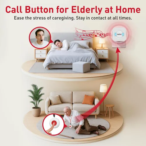 Miniatura 6 de CallToU Cuidador Paginador Botón de Llamada Inalámbrico Sistema de Alerta para Enfermeras 500+ Pies para Hogar/Ancianos/Pacientes/Discapacitados 2