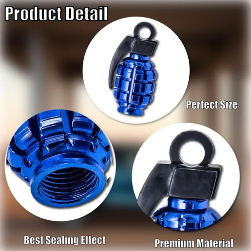 Miniatura 2 de 8 tapas de vástago de válvula de neumático, tapas de válvula de neumático de acero inoxidable para automóviles, camiones, SUV, motocicletas, Azul