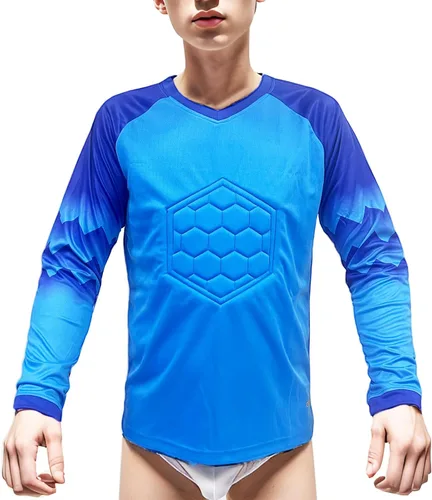 Camiseta de fútbol para niños, uniformes de entrenamiento de equipo de fútbol de gladiador, portero acolchado, camiseta de manga larga