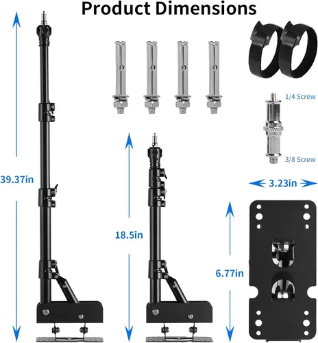 Miniatura 6 de Selens Brazo de Boom Triangular de Montaje en Pared 100cm/39.37pulg, Soporte de Montaje de Anillo de Luz con Rotación Flexible de 180° para Luz