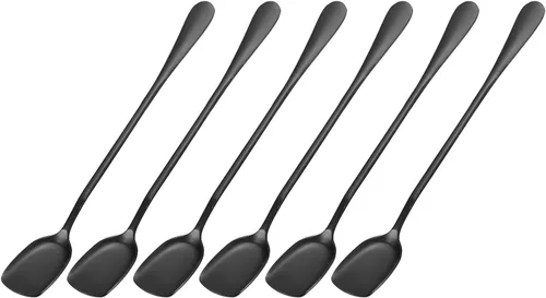 Miniatura 8 de uxcell Juego de 6 cucharas de helado de acero inoxidable, cucharas de yogur de 7.5 pulgadas, cucharas de postre, cucharas de pastel para el hogar