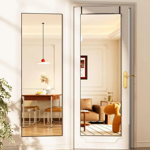 Miniatura 11 de Hasipu - Espejo de puerta de cuerpo completo, 51 x 16 pulgadas, espejo de pared de cuerpo completo para colgar sobre la puerta, espejo para Blanco
