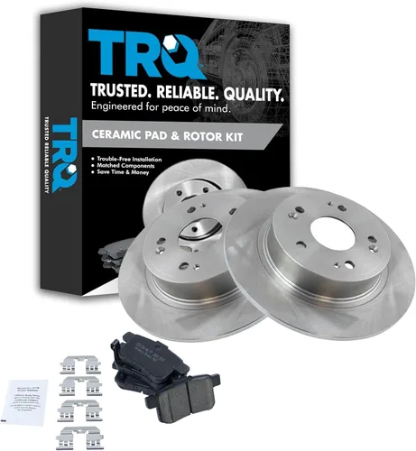 Miniatura 120 de TRQ Kit de rotor de freno trasero y pastillas de cerámica Posi premium compatible con camioneta Chevy GMC